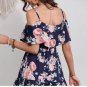 Women&acirc;��s Boho Halter Dress &acirc;�� Off-Shoulder Ruffle Mid-Length Beach Outfit