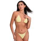 Women’s Plaid Bikini Set – Halter Top & Tie-Up Low Waist Thong, 2-Piece Suit