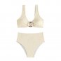 Women&acirc;��s Solid Color Metal Bikini Set &acirc;�� Cross Texture, Sexy Two-Piece Swimsuit