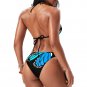 Women&acirc;��s Butterfly Print Bikini &acirc;�� Blue & Black Lace-Up, High Stretch Swimwear