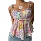 Women’s Floral Cropped Camisole – Lightweight, Sleeveless, Tied Detail Top