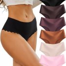 High-waisted seamless no-show panties with scalloped edge—6-pack briefs