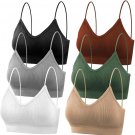 6-pack padded bralettes—V-neck cami bandeau sports bras for women and girls.