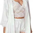 Women’s 4-Piece Silk Satin Pajama Set – Lace Cami Sleepwear with Robe