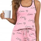 Women’s 2-piece tank pajama set—comfy racerback cami and shorts sleepwear.