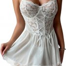Sexy Lace Babydoll Lingerie Set – Mesh Garter Belt Dress with Matching Thong