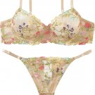 Floral Embroidered Lingerie Set – Mesh Underwire Push-Up Bra & Panty Set