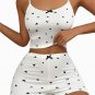 Women&acirc;��s Graphic Pajama Set &acirc;�� Ribbed 2-Piece Crop Cami & Shorts Lounge Set