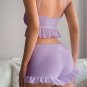 Women&acirc;��s 2-Piece Pajama Set &acirc;�� Ruffle Trim Tie-Front Cami Top & Shorts Sleepwear