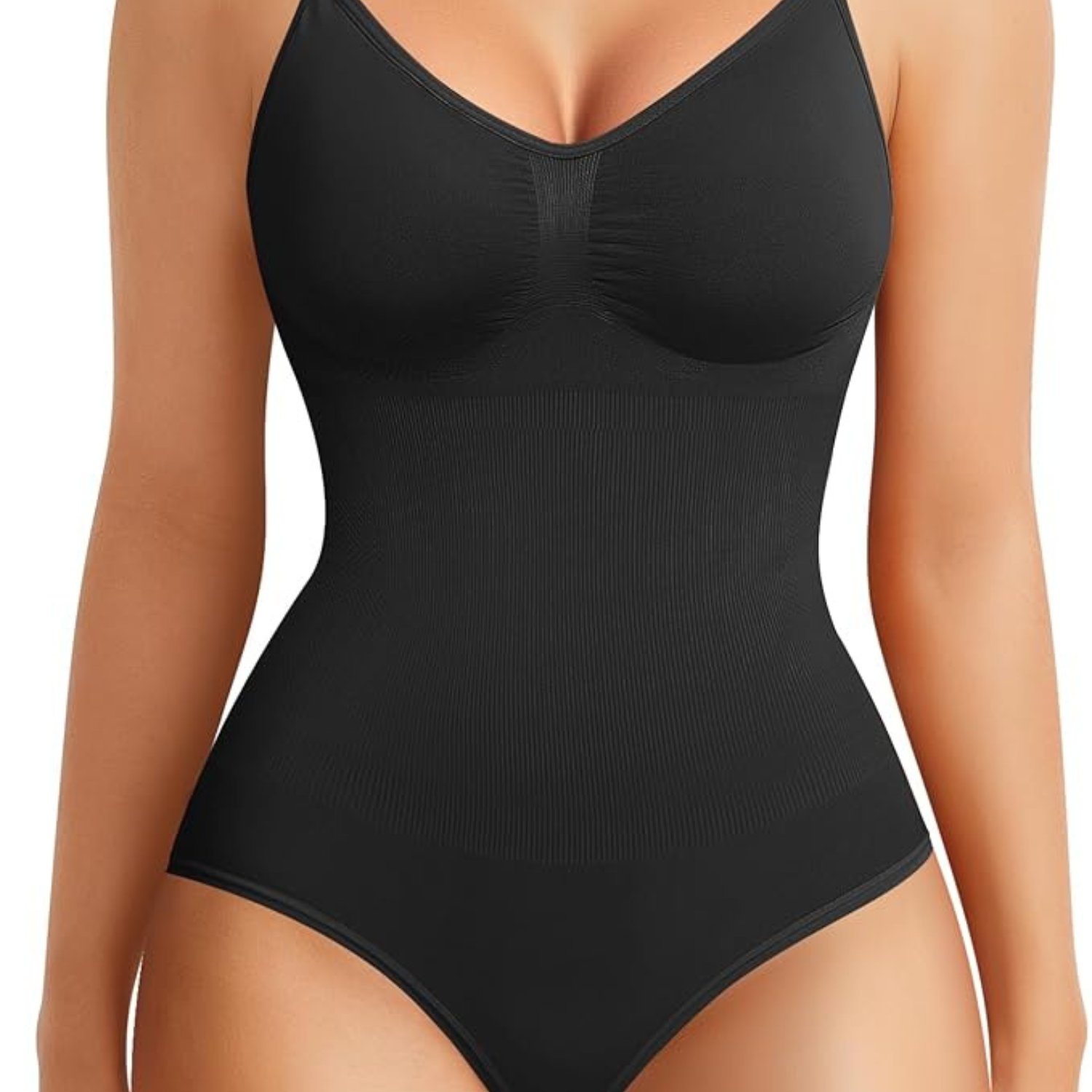 Women&acirc;��s Seamless V-Neck Bodysuit &acirc;�� Sleeveless Shapewear with Tummy Control