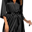 Women’s Lace-Trim Silk Robe – Satin Kimono Bathrobe for Bride, Bridesmaid, Sleepwear