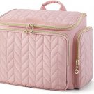 Large Wide-Open Travel Toiletry Bag – Pink Makeup Cosmetic Organizer with Handle for Women