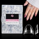 Short almond gel nail tips—504pcs half cover, pre-etched press-on extensions