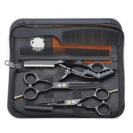 5.5" hair cutting scissors set&acirc;��barber shears with razor & thinning/texturizing