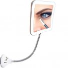LED makeup mirror—portable cordless design with magnification & flexible gooseneck.