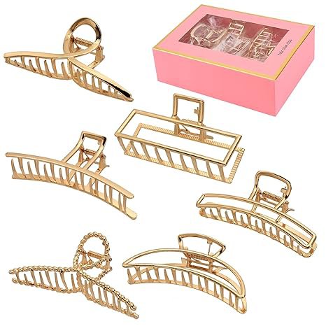 LUKACY 6-pack large 4" metal hair claw clips&acirc;��strong hold for thick or thin hair