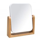 8" vanity makeup mirror—double-sided 360° swivel with natural bamboo stand