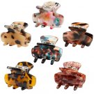 6pcs mini 1.4" hair claw clips—tortoise & leopard print non-slip acrylic jaws