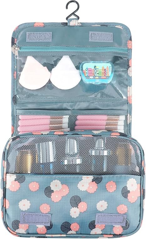 Waterproof Hanging Toiletry Bag with Hook &acirc;�� Travel Makeup Organizer (Blue)