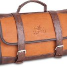 Men’s Leather Toiletry Bag – Water Resistant with Pockets & Hanging Hook