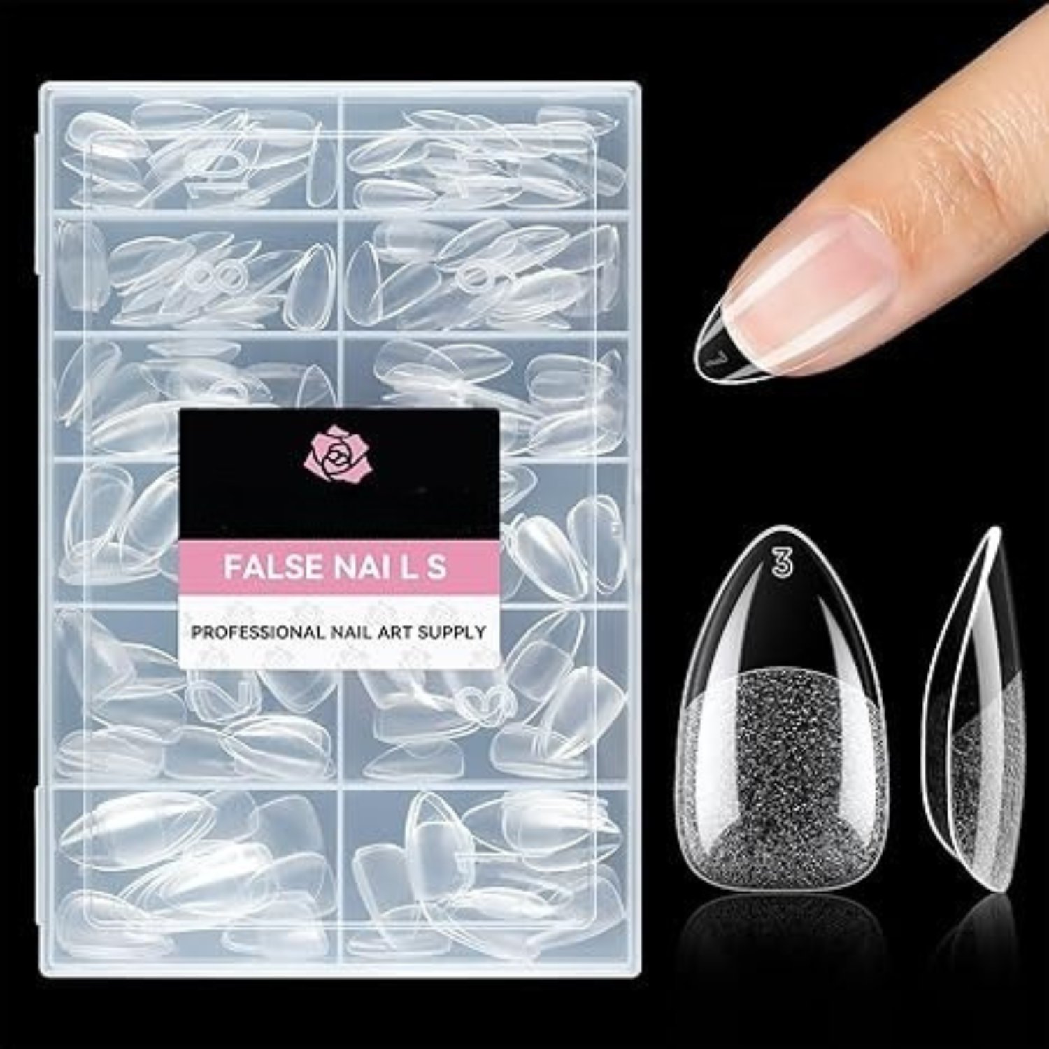 216PCS Short Almond Fake Nails &acirc;�� Pre-Shaped Full Cover Gel Acrylic Tips