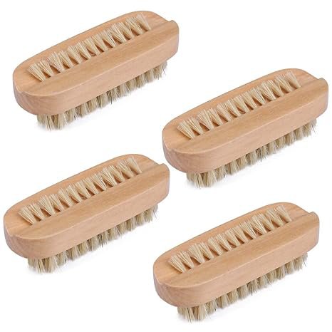 4PCS Double-Sided Wooden Nail Cleaning Brushes for Manicure & Pedicure