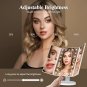 Trifold lighted vanity mirror with 2X/3X/10X magnification and touch control, white