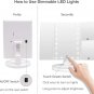 Tri-fold vanity mirror with 21 LED lights, 1x/2x/3x magnification, touch screen, white