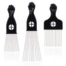Black metal afro hair picks for styling and detangling, durable combs for men and women