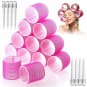 12pcs jumbo 60mm self-grip hair rollers with 12 clips, perfect for long, thick hair