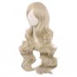 28 Inch/70cm Long Curly Synthetic Wig with Side Bangs for Women – Blonde Full Hair Wig