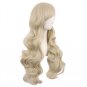 28 Inch/70cm Long Curly Synthetic Wig with Side Bangs for Women – Blonde Full Hair Wig