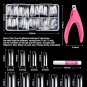 500Pcs Clear Acrylic Nail Tips Kit with Glue, Clipper, Files & Cuticle Fork