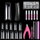 500Pcs Clear Acrylic Nail Tips Kit with Glue, Clipper, Files & Cuticle Fork 500Pcs Clear Acrylic Nail Tips Kit with Glue, Clipper, Files & Cuticle Fork