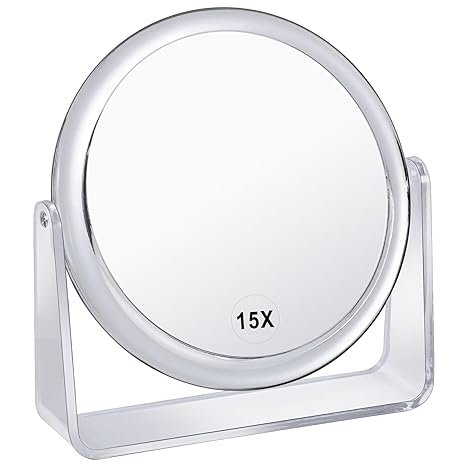 15X Magnifying Makeup Mirror, Double-Sided 1X/15X Portable Desk Vanity Mirror