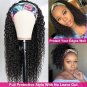 16" Kinky Curly Headband Wig Human Hair, 180 Density, No Glue, None Lace