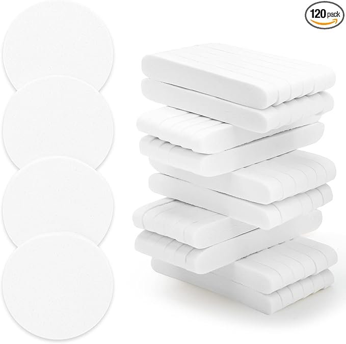 120 Pcs Compressed Facial Sponges, Round Face Cleansing & Exfoliating Makeup Remover Pads