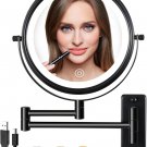 Wall Mounted Lighted Makeup Mirror, 8" 1X/10X Magnification with Extendable Arm, Black Wall Mounted Lighted Makeup Mirror, 8" 1X/10X Magnification with Extendable Arm, Black
