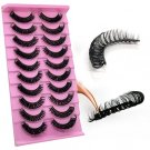 10 Pairs 3D Russian D Curl Lashes, 15mm Wispy Natural False Mink Eyelash Set