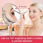 10x Magnifying Makeup Mirror, 8" Double-Sided Tabletop Vanity Mirror, Nickel