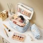 Personalized Initial Makeup Bag, Quilted Travel Cosmetic Bag for Women & Girls