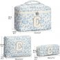 Personalized Initial Makeup Bag, Quilted Travel Cosmetic Bag for Women & Girls