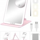 Travel Makeup Mirror with Lights 10X Magnification, Rechargeable LED Vanity Mirror