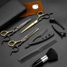 11 Piece Professional Hair Cutting Scissors Set Black Gold Barber Tools