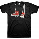 Cool Red Converse Shoes Around Neck Black Funny T-shirt Step Brothers Movie Tee