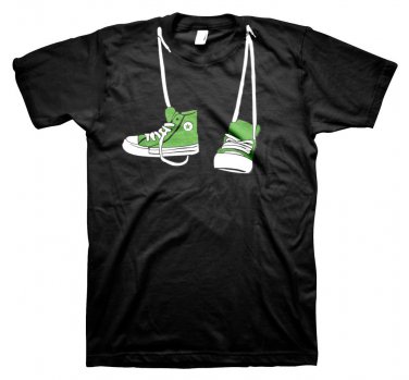 Cool Green Converse Shoes Around Neck Black Funny T-shirt Step Brothers Movie