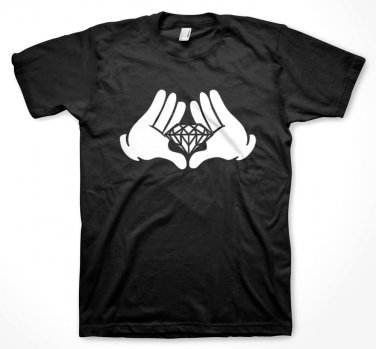 Mickey Hands Diamond Swag Hip Cool Streetwear Black T-shirt