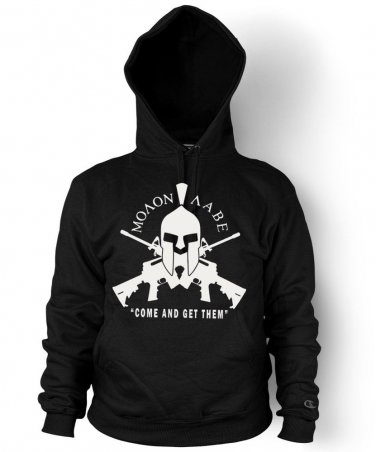 Molon Labe Hoodie Come and Get Them 2nd Amendment Right To Bear Arms Hooded Sweatshirt Adult SMALL