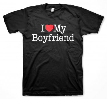 I love my boyfriend BF heart couples t-shirt valentines day Tee Adult MEDIUM