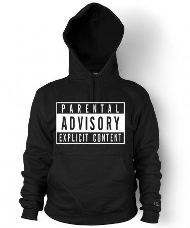 Parental Advisory Explicit Content Hoodie Hip Rap Loud music fan Hooded Sweatshirt Adult XL